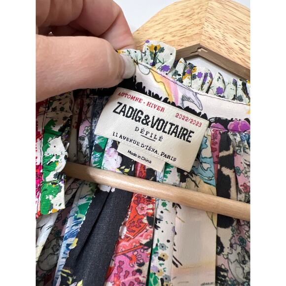 NEW Zadig and Voltaire Mixed Print Rocade Mini Dress *FLAW IN DESCRIPT* - Picture 4 of 7